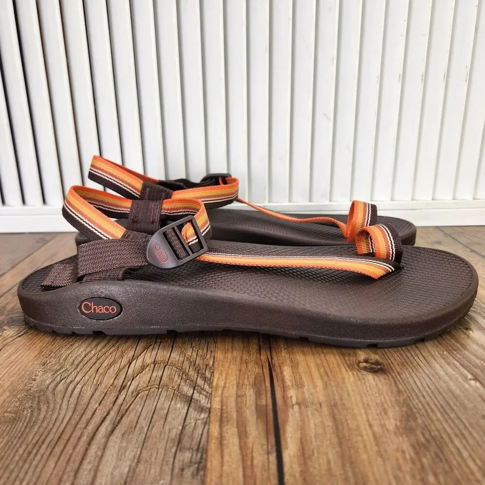 Chaco Bodhi Belt Java Sandals Men's 12 Orange Brown Toe Loop Strappy Beach Shoes